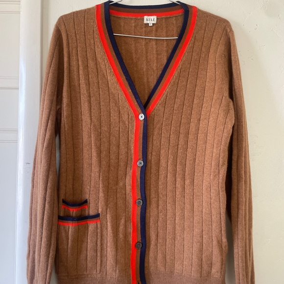 KULE Brown Cardigan with Red and Navy Accents - Picture 5 of 5